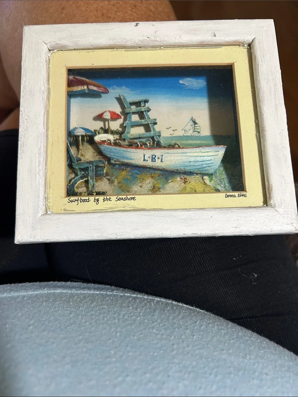 Coastal Beach Scene Wall Accent - Blue & White